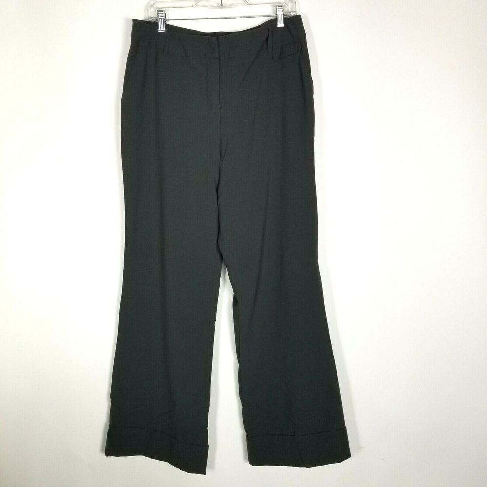 Versailles Womens Pants Size 14 Grey Straight Wide Leg Slacks Pockets Work